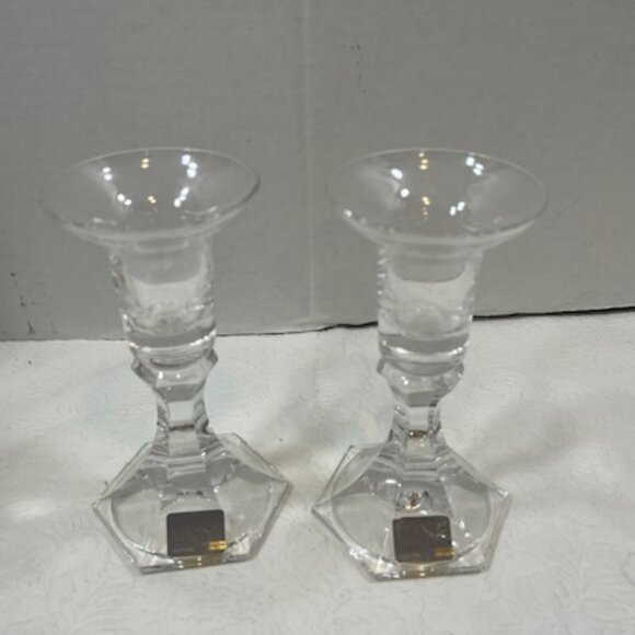VTG MIKASA Countess Crystal Candleholders Set of 2 Original Box 5.5" Tall - Picture 6 of 11